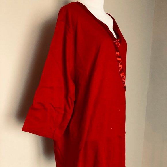 Top 3X Dark red with 3/4 sleeves 60% Cotton . . - Picture 3 of 7